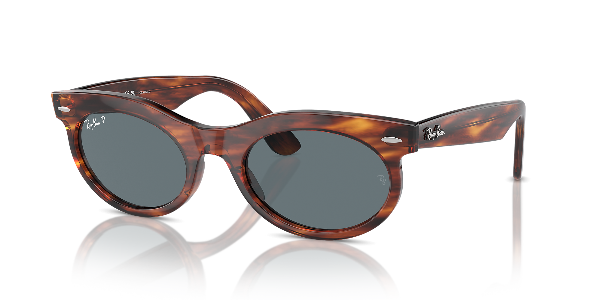 RayBan RB2242 Wayfarer Oval 50 Bleu foncé & Rayé Havana Verre polarisé de soleil