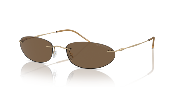 Óculos de sol Giorgio Armani AR1508M, formato oval, armação em metal dourado, lente marrom