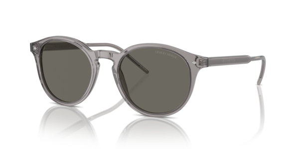 Óculos de sol Giorgio Armani AR8211, formato redondo, armação em acetato cinza, lente cinza
