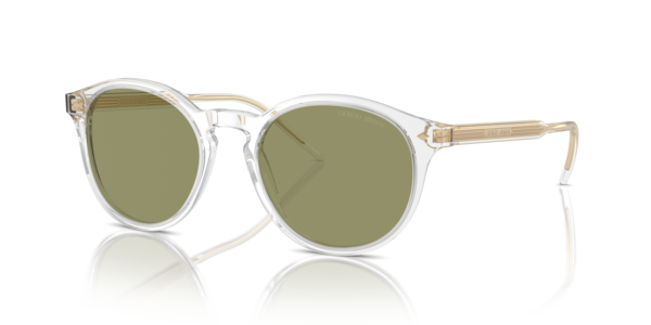 Óculos de sol Giorgio Armani AR8211, formato redondo, armação em acetato transparente, lente verde