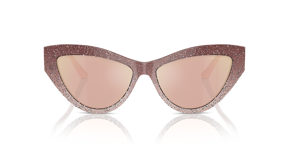Jimmy Choo JC5004 55 Pink Mirror Rose Gold & Pink Gradient Glitter  Sunglasses