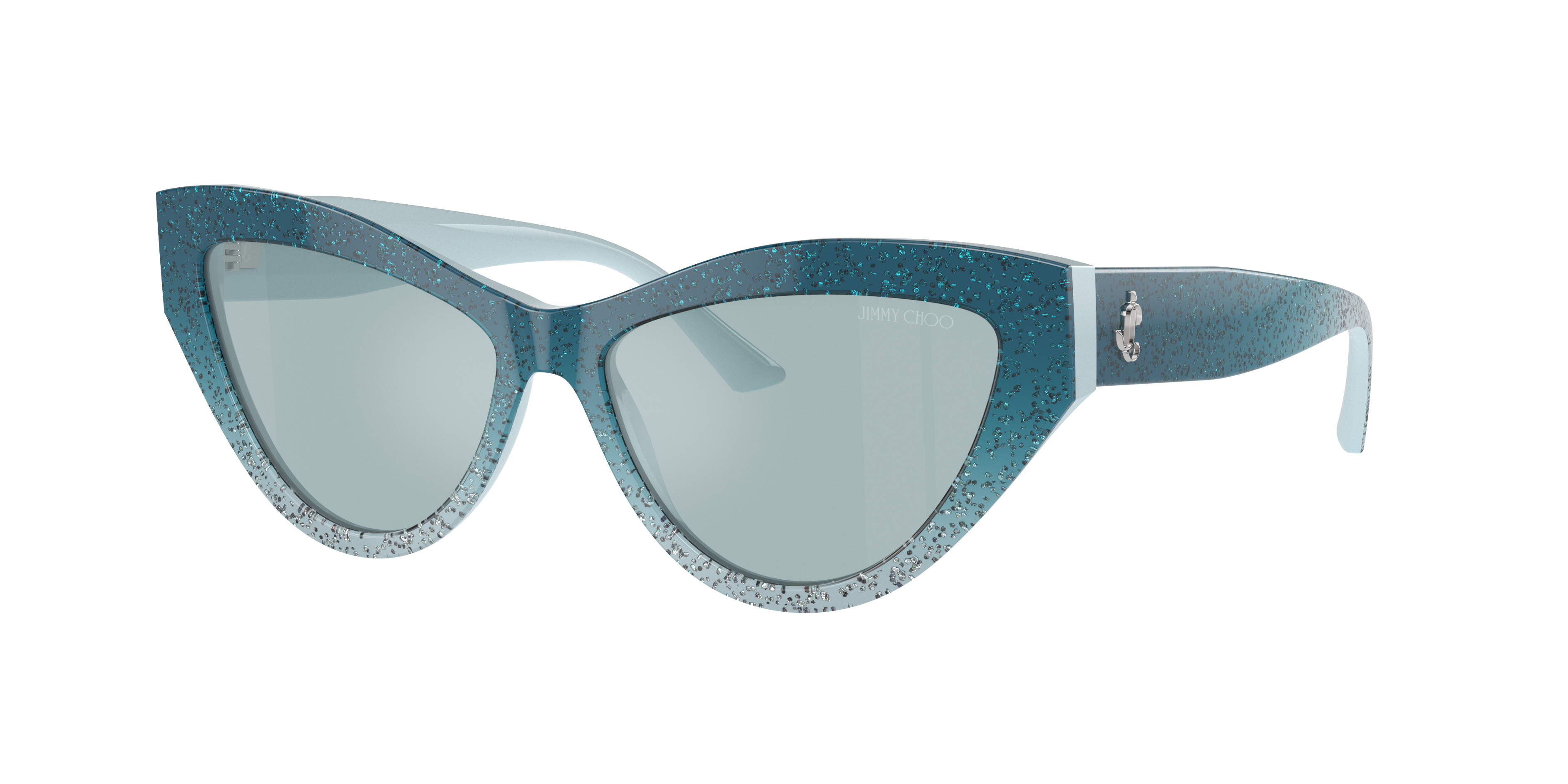 Shop Jimmy Choo Woman Sunglass Jc5004 In Light Azure Silver Mirror