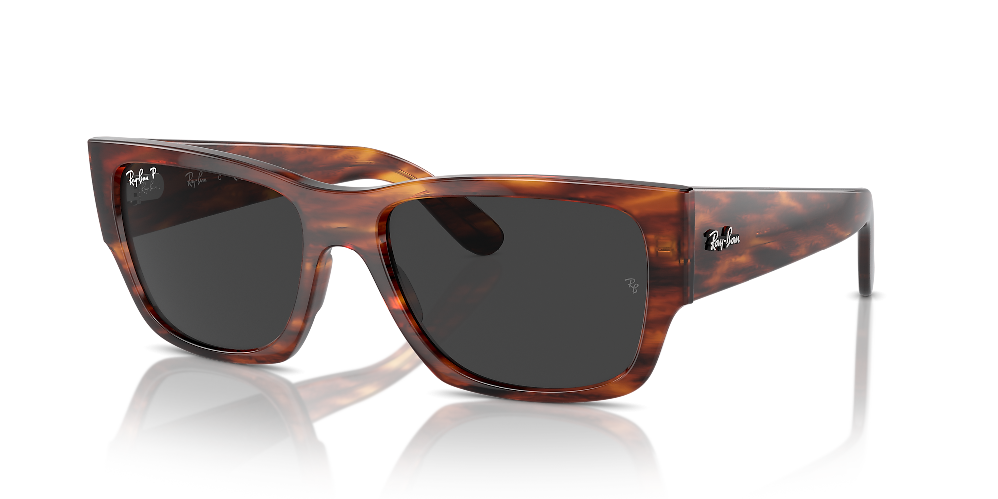 Ray-Ban RB0947S Carlos 56 Black & Striped Havana Polarized Sunglasses ...