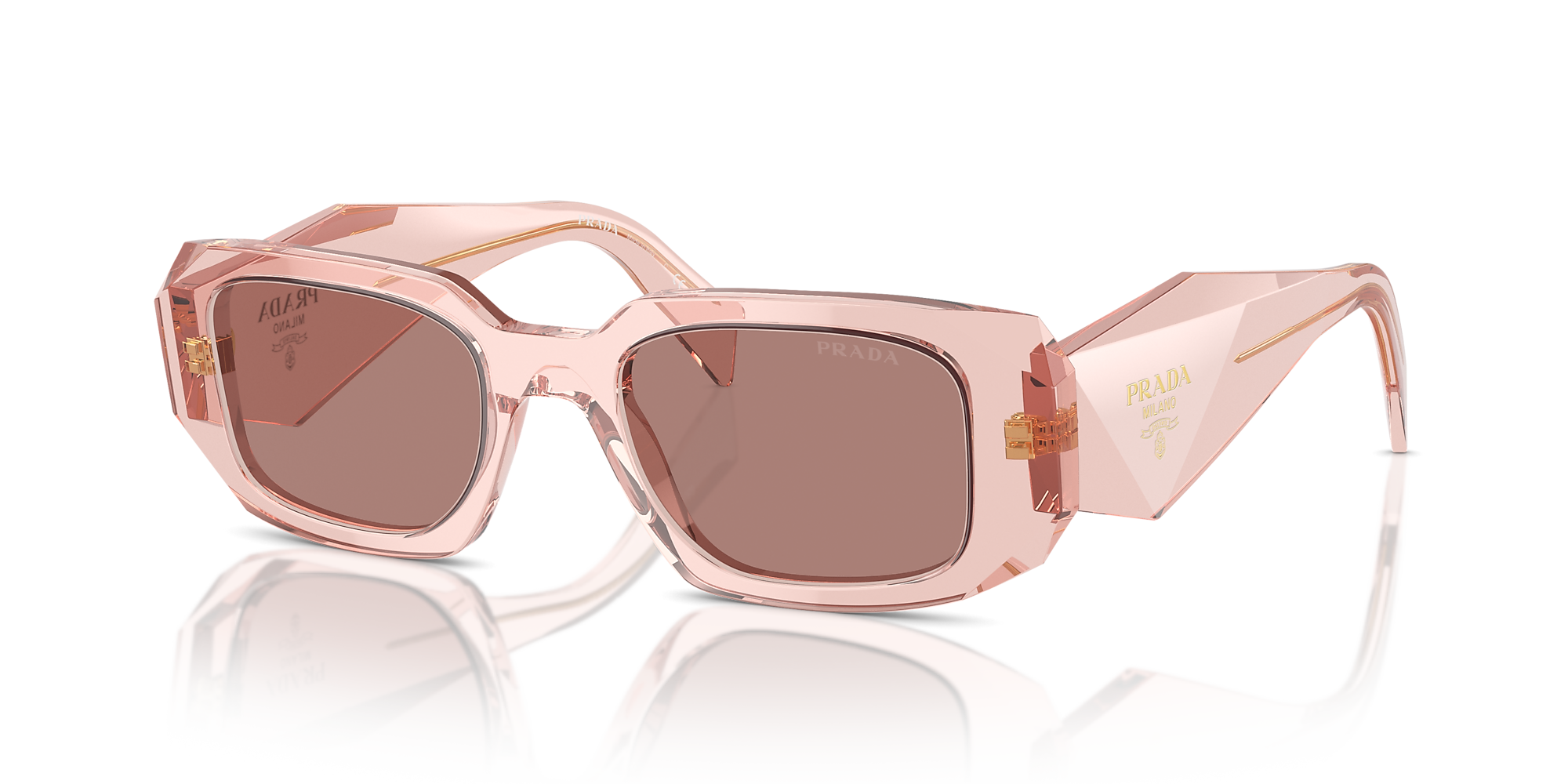 Prada PR 17WS 49 Light Brown & Transparent Peach Sunglasses Sunglass