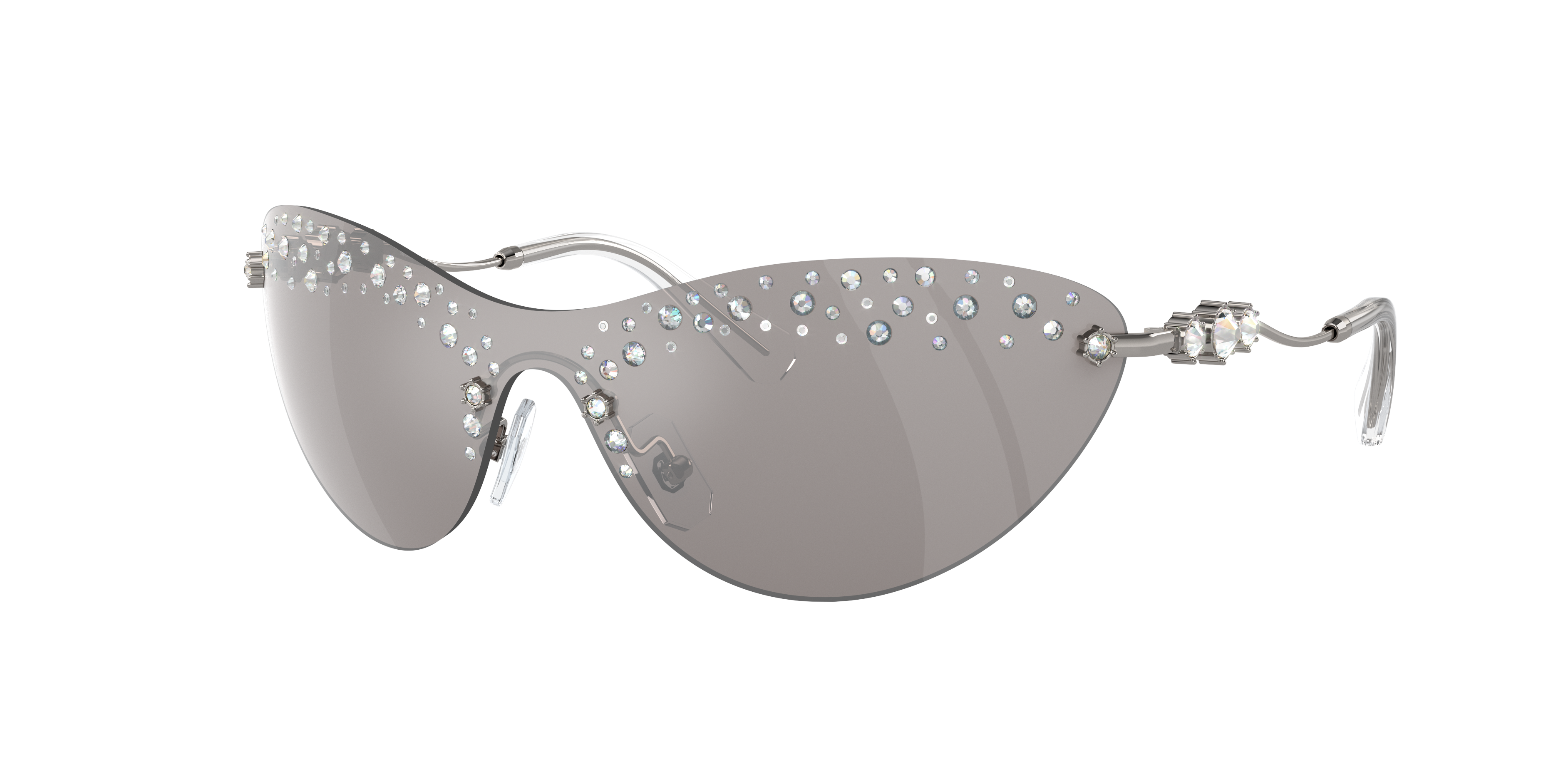 Swarovski Sk 7023 40096g 37mm Womens Irregular Sunglasses In Light Grey Mirror Silver