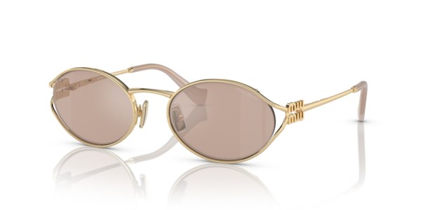 Óculos de sol Miu Miu Miu Miu Logo MU52YS, formato aviador, armação em acetato preto, lente dourado rosé