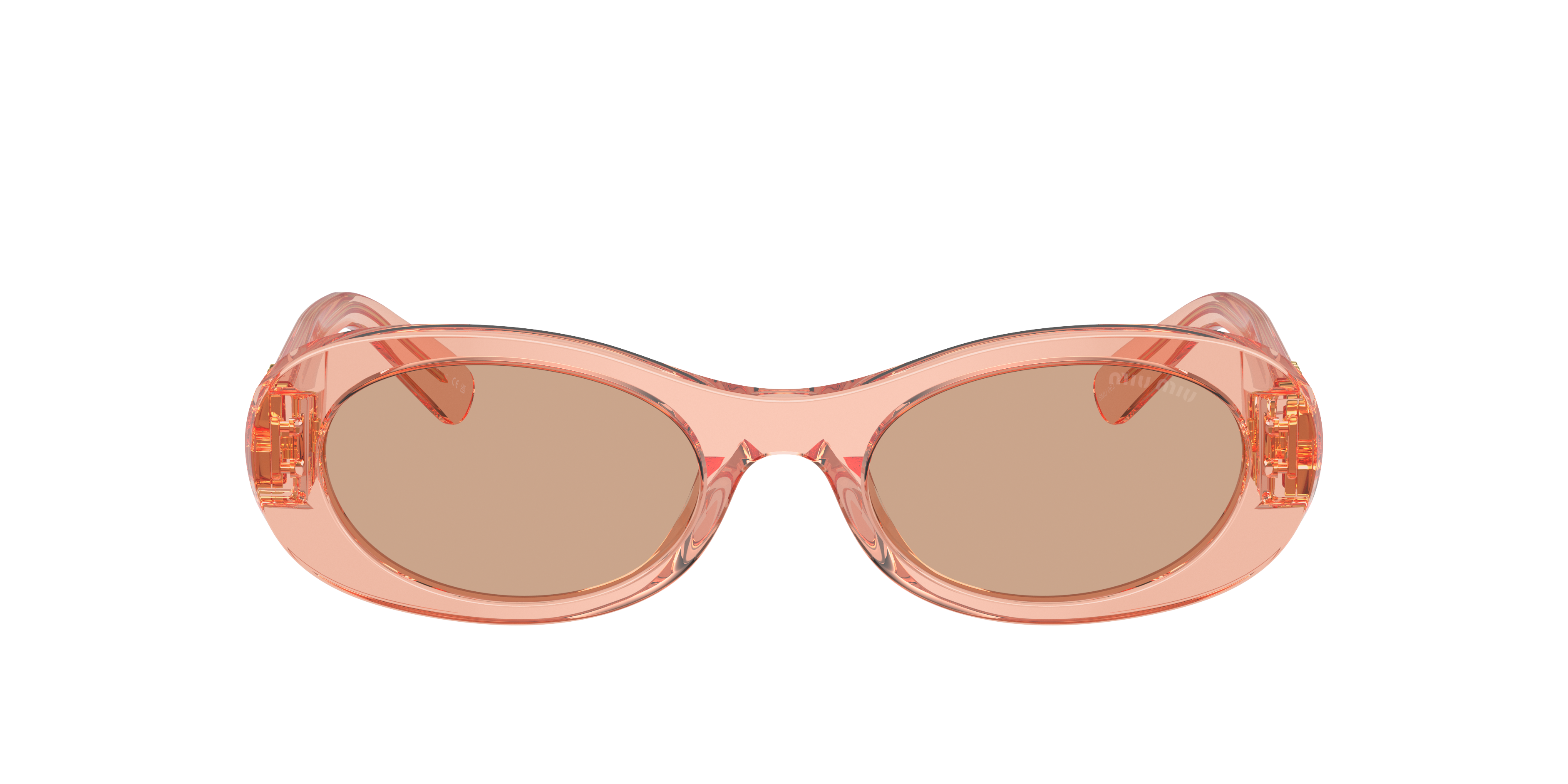 Miu Miu Logo-lettering Oval-frame Sunglasses In Dark Brown