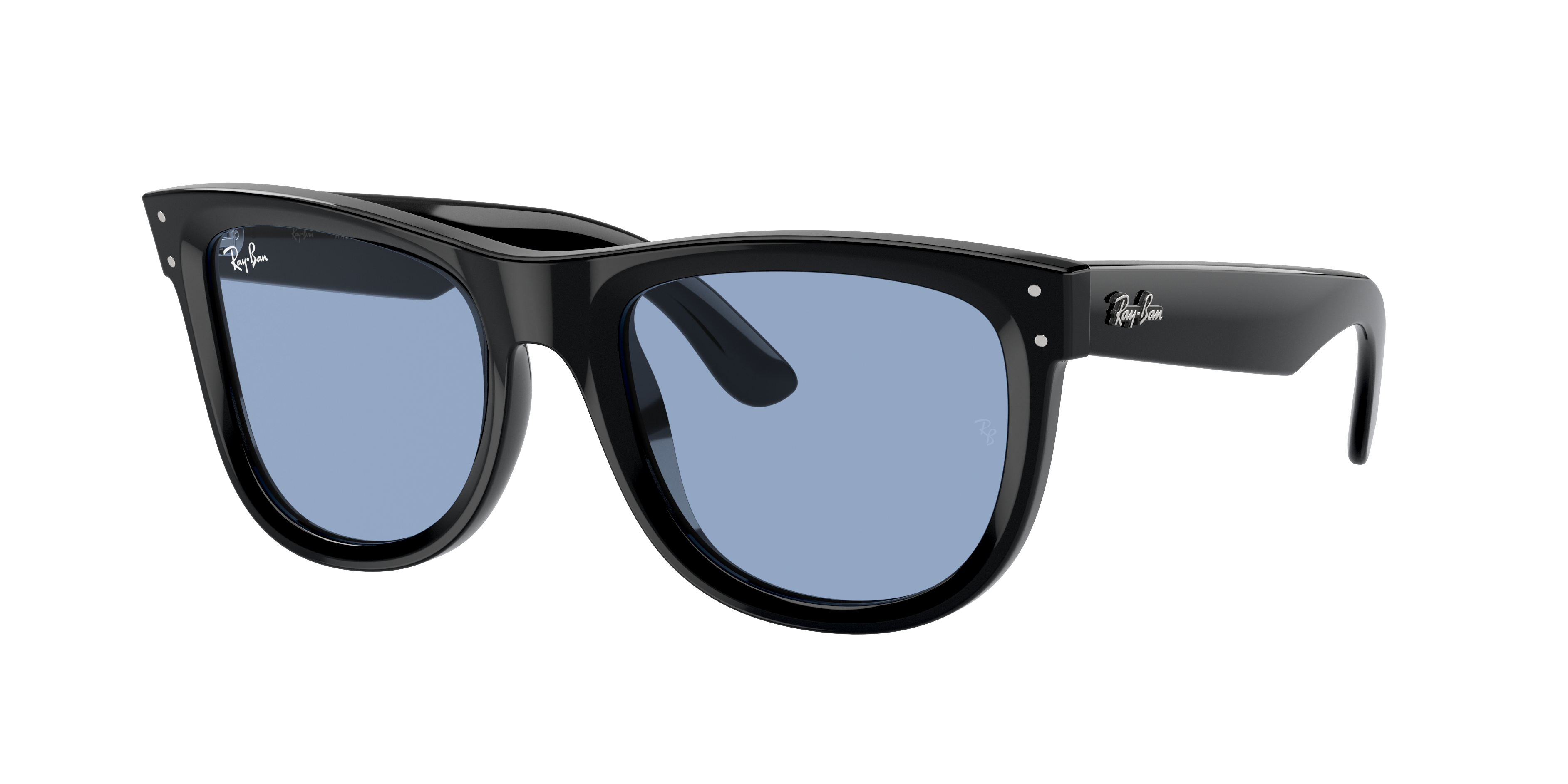 Ray Ban Wayfarer Reverse Sunglasses Black Frame Blue Lenses 50-22 In Light Blue