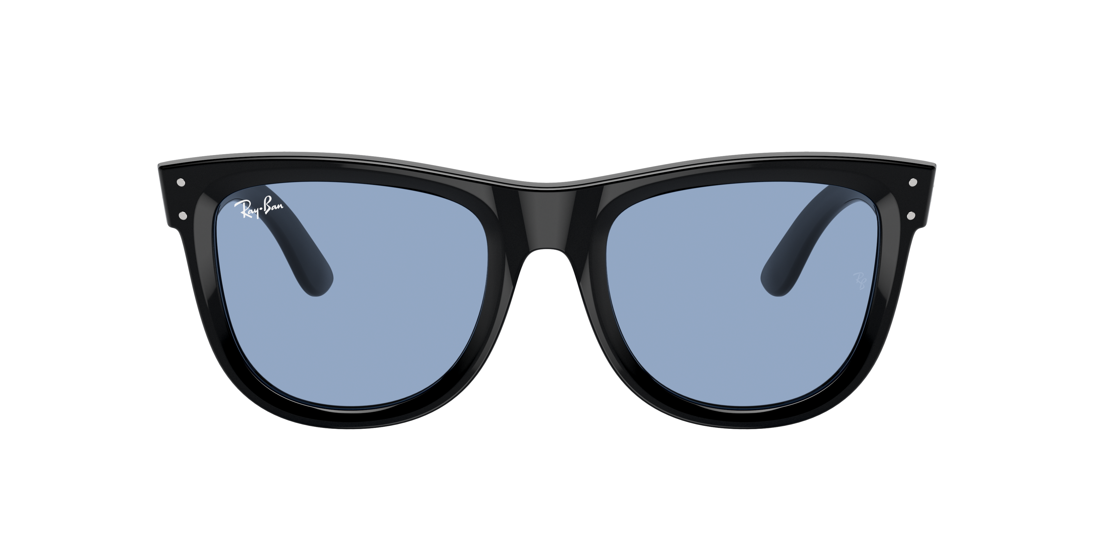 Ray Ban Wayfarer Reverse Sunglasses Black Frame Blue Lenses 50-22 In Light Blue