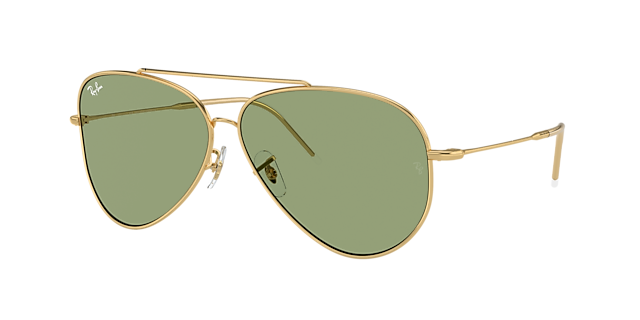 Ray-Ban RBR0101S Aviator Reverse 59 Green & Gold Sunglasses 