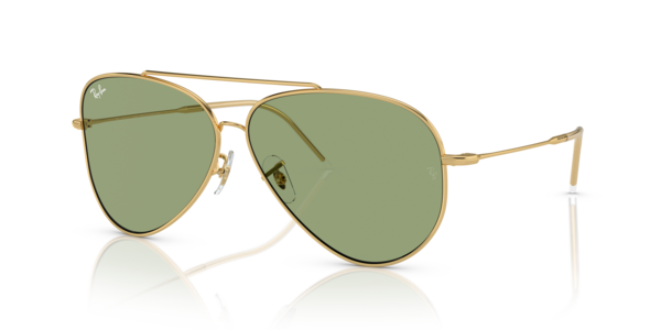 Óculos de sol Ray-Ban Aviator Reverse, formato aviador, armação em metal dourado, lente verde