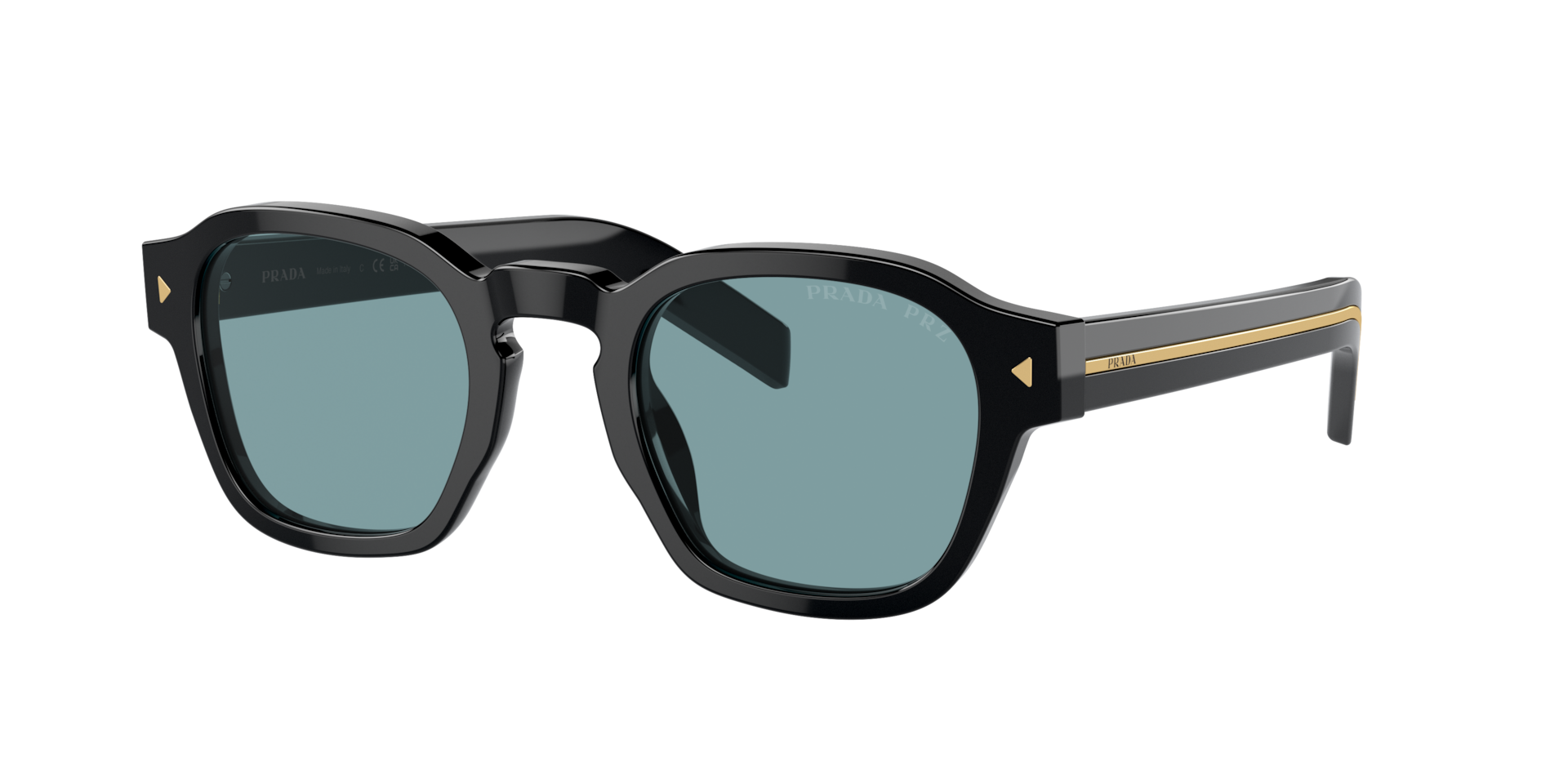 Prada Man Sunglass PR A16SF -  Frame color: Black, Lens color: Polarized Green