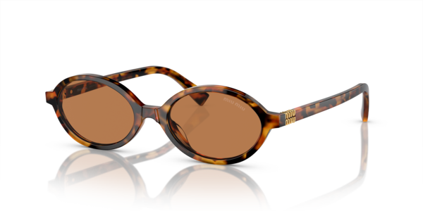 Óculos de sol Miu Miu Miu Regard MU04ZS, formato cat-eye, armação em acetato rosa glitter, lente bege camelo