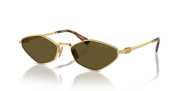 Óculos de sol Miu Miu Miu Miu Logo MU56ZS, formato retangular, armação em acetato caramelo, lente verde loden