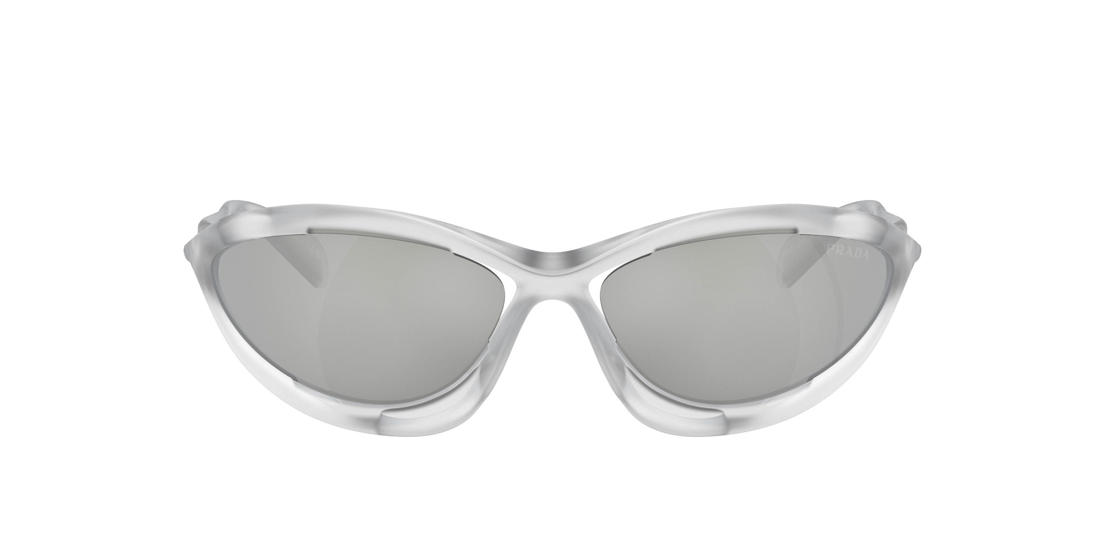 Shop Prada Woman Sunglass Pr A23s In Clear Mirror Silver 80