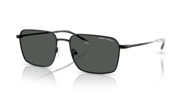 Óculos de sol Armani Exchange AX2053S, formato aviador, armação em metal preto, lente cinza