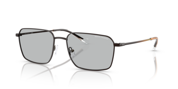 Óculos de sol Armani Exchange AX2053S, formato aviador, armação em metal cinza, lente cinza