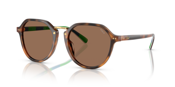 Óculos de sol Polo Ralph Lauren PH4223U, formato hexagonal, armação em vermelho, lente marrom
