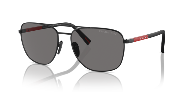 Óculos de sol Prada Linea Rossa PS54ZS, formato máscara, armação em nylon preto, lente preta