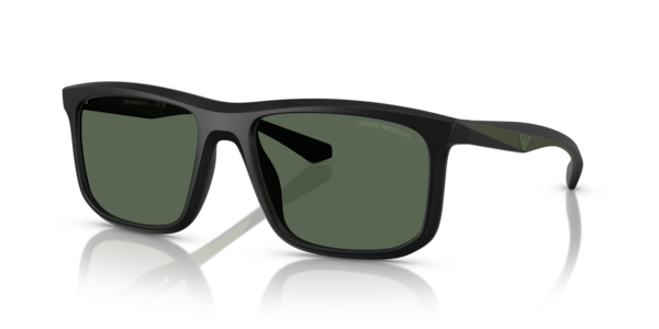 Óculos de sol Emporio Armani EA4234U, formato quadrado, armação em acetato preto, lente verde