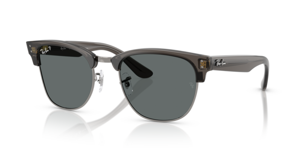 Óculos de sol Ray-Ban Clubmaster Reverse RBR0504S, formato quadrado, armação em acetato cinza-escuro transparente com grafite, lente cinza-escuro polarizado
