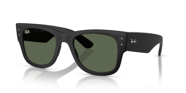 Óculos de sol Ray-Ban Mega Wayfarer Liteforce, formato quadrado, armação em acetato preto, lente verde-escuro
