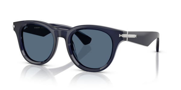 Óculos de sol Burberry BE4439, formato retangular, armação em acetato tartaruga azul, lente azul