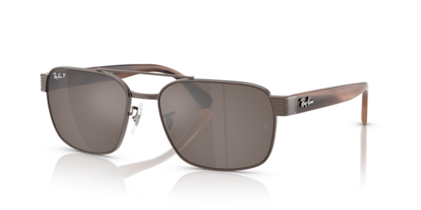 Óculos de sol Ray-Ban Rb3751 Polarized+ Lenses, formato retangular, armação em metal cobre, lente marrom polarized+