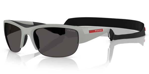 Óculos de sol Prada Linea Rossa PSA01S, formato máscara, armação em nylon e propionato cinza, lente cinza