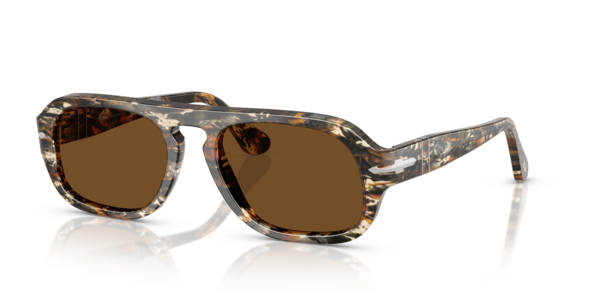 Óculos de sol Persol PO3369S, formato retangular, armação em acetato multicolor, lente marrom
