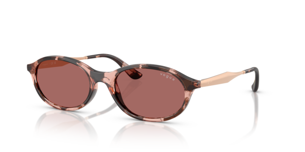 Óculos de sol Vogue Eyewear VO5625S, formato oval, armação em nylon biobaseado e metal havana rosé, lente violeta escuro
