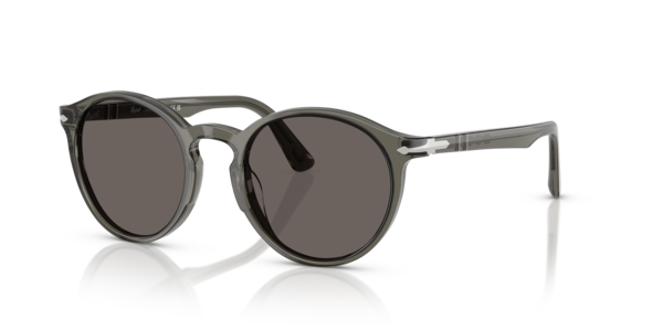 Óculos de sol Persol PO3171S, formato redondo, armação em acetato cinza, lente cinza