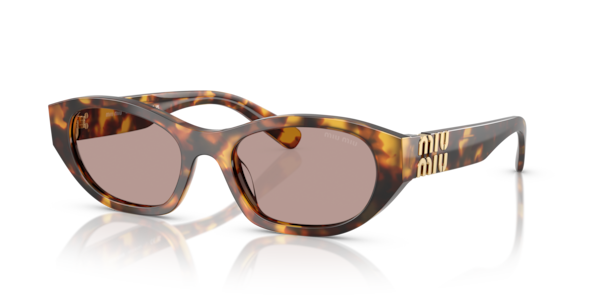 Óculos de sol Miu Miu MUA03S, formato cat-eye, armação em acetato tartaruga, lente rosa degradê