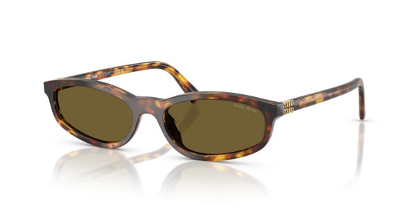 Óculos de sol Miu Miu Miu Regard MUA06S, formato cat-eye, armação em acetato cristal caramelo, lente verde loden