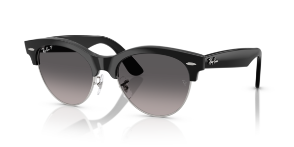 Óculos de sol Ray-Ban Clubmaster Way RB2341, formato quadrado, armação em acetato e metal preto sobre prata, lente cinza degradê polarizada