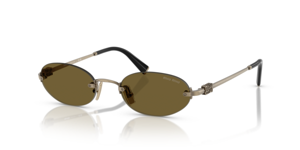 Óculos de sol Miu Miu Miu Miu Logo MUA54S, formato oval, armação em acetato preto, lente verde loden