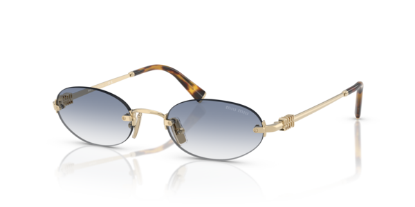 Óculos de sol Miu Miu Miu Miu Logo MUA54S, formato oval, armação em acetato preto, lente índigo