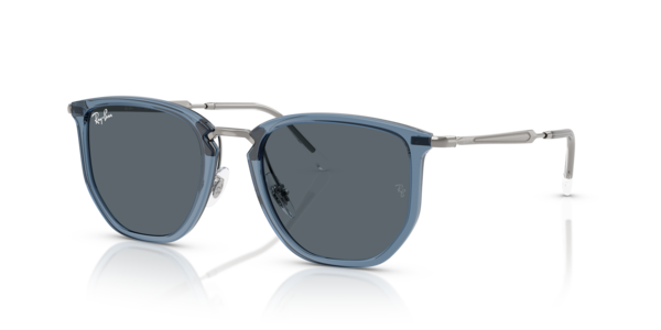 Óculos de sol Ray-Ban RB4451, formato quadrado, armação em nylon azul transparente, lente azul