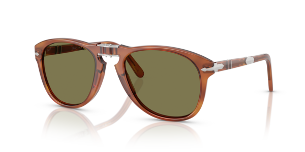 Óculos de sol Persol Steve McQueen PO0714SM, formato piloto, armação em acetato terracota, lente verde cristal