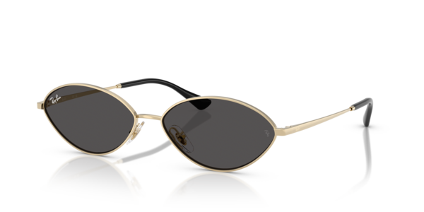 Óculos de sol Ray-Ban Kai Bio-based, formato oval, armação em metal dourado, lente cinza-escuro