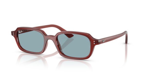 Óculos de sol Ray-Ban Zuri Bio-based, formato cat-eye, armação em acetato marrom, lente azul