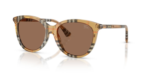 Óculos de sol Burberry BE4455, formato retangular, armação em acetato tartaruga marrom, lente marrom