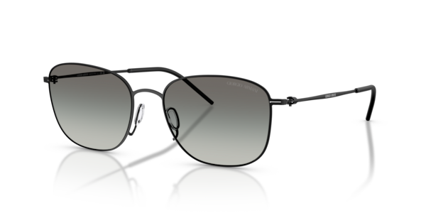 Óculos de sol Giorgio Armani AR6168, formato quadrado, armação em metal preto, lente cinza