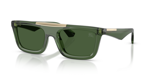 Óculos de sol Burberry BE4451U, formato redondo, armação em acetato tartaruga verde, lente verde
