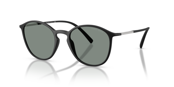 Óculos de sol Giorgio Armani AR8233U, formato redondo, armação em injetado preto fosco, lente cinza