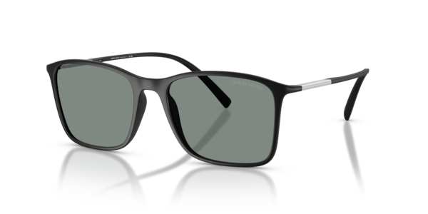 Óculos de sol Giorgio Armani AR8231U, formato retangular, armação em preto, lente cinza