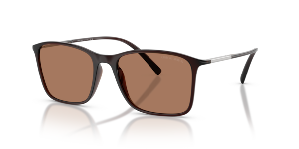 Óculos de sol Giorgio Armani AR8231U, formato retangular, armação em marrom, lente marrom