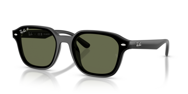 Óculos de sol Ray-Ban RB4458D, formato quadrado, armação em nylon preto, lente verde-escuro polarizado
