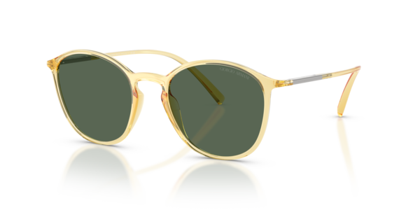 Óculos de sol Giorgio Armani AR8233U, formato redondo, armação em injetado bege, lente verde