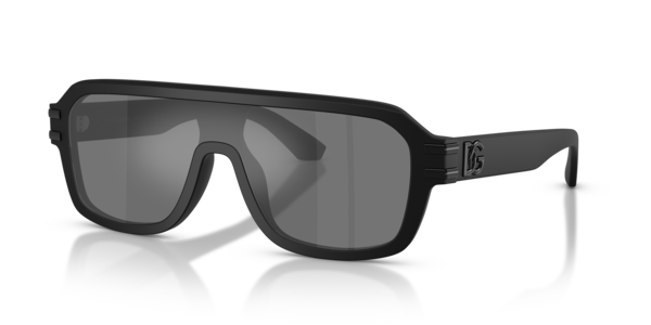 Óculos de sol Dolce & Gabbana DG Griffe DG4507, formato máscara, armação em acetato preto, lente cinza sólida